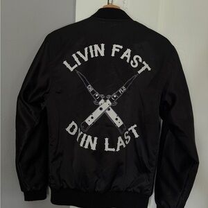 Black Graphic Bomber Jacket